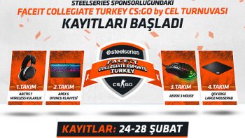 SteelSeries Sponsorluğundaki Faceit Collegiate Turkey CS:GO by CEL Turnuvası Kayıtları Başladı
